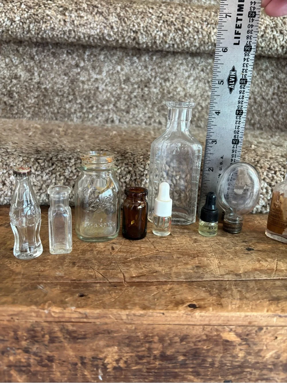 Vintage Clear Glass Apothecary Bottles Set - Clear and Amber
